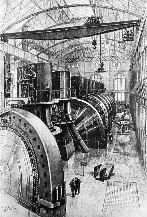 Framed Print : Engraving Of Early Electric Power Plant Framed Print : Engraving Of Early Electric Power Plant