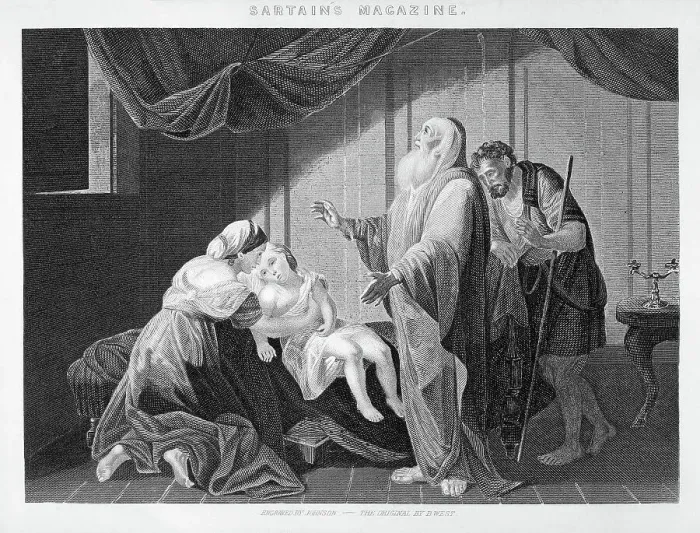 Framed Print : Engraving Of Elijah W / Shunamite