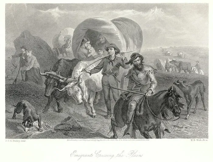 Framed Print : Engraving- Emigrants Crossing The Plains Framed Print : Engraving- Emigrants Crossing The Plains