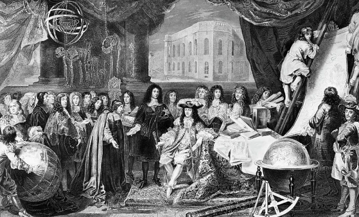 Framed Print : Engraving after The Establishment of the Academie des Sciences in 1666 and the Foundation of the Observatory in 1667 by Charles Le Brun Framed Print : Engraving after The Establishment of the Academie des Sciences in 1666 and the Foundation of the Observatory in 1667 by Charles Le Brun