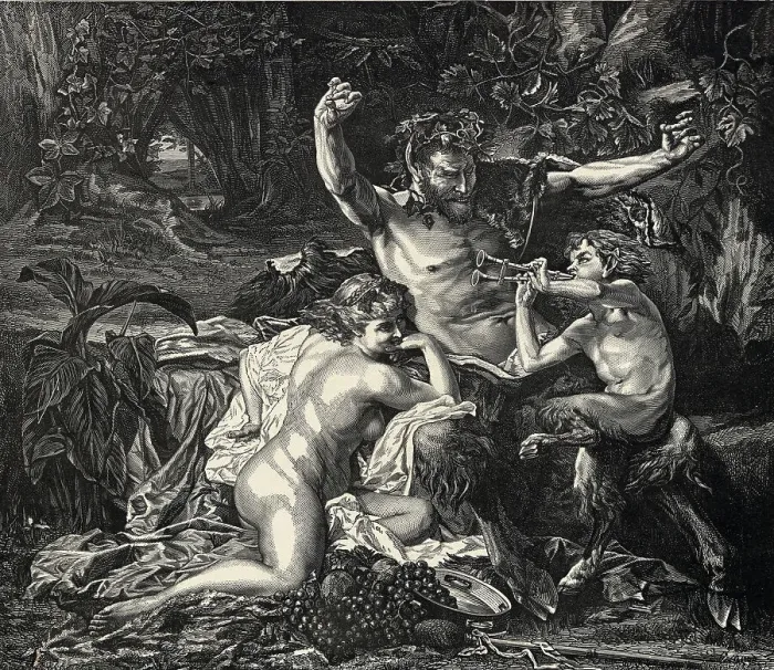 Framed Print : Engraving of Family of Satyrs Framed Print : Engraving of Family of Satyrs