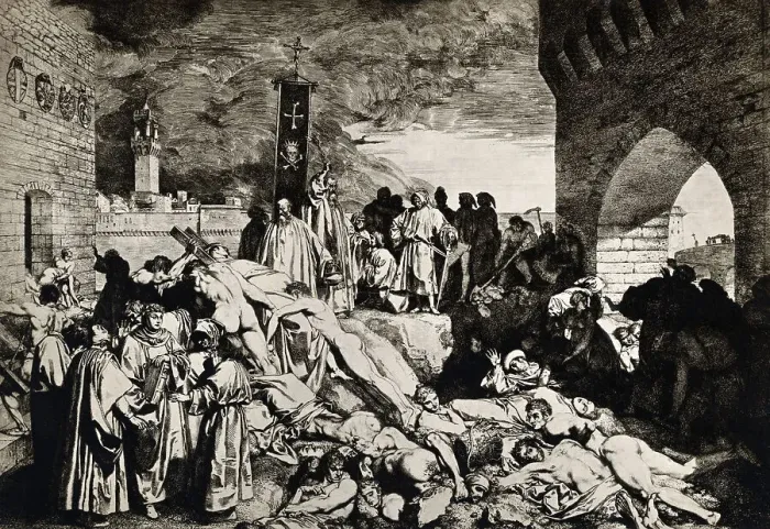 Framed Print : Engraving of Florence During a 14th-Century Plague Framed Print : Engraving of Florence During a 14th-Century Plague