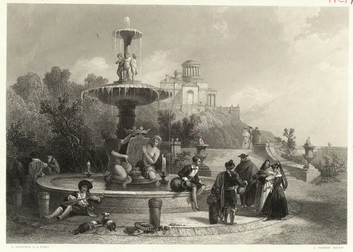 Framed Print : Engraving of Fountain at Madrid Framed Print : Engraving of Fountain at Madrid