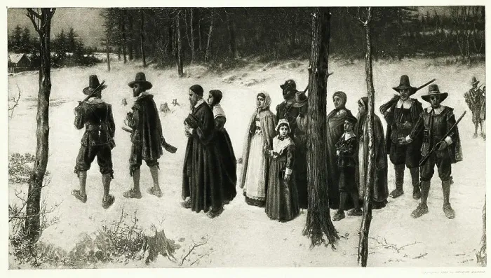 Framed Print : Engraving by George Barrie After Puritans Going to Church by George H. Boughton Framed Print : Engraving by George Barrie After Puritans Going to Church by George H. Boughton