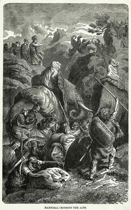 Framed Print : Engraving of Hannibal Crossing the Alps by H. Leutemann