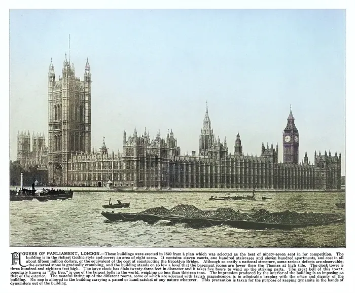 Framed Print : Engraving illustration of Palace of Westminster, Houses of Parliament in London, England