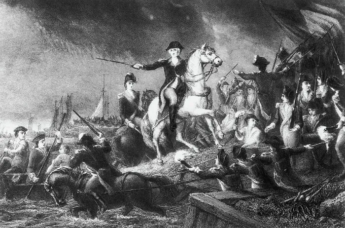 Framed Print : Engraving by James Charles Armytage After Washington's Retreat at Long Island by Michael Angelo Wageman Framed Print : Engraving by James Charles Armytage After Washington's Retreat at Long Island by Michael Angelo Wageman
