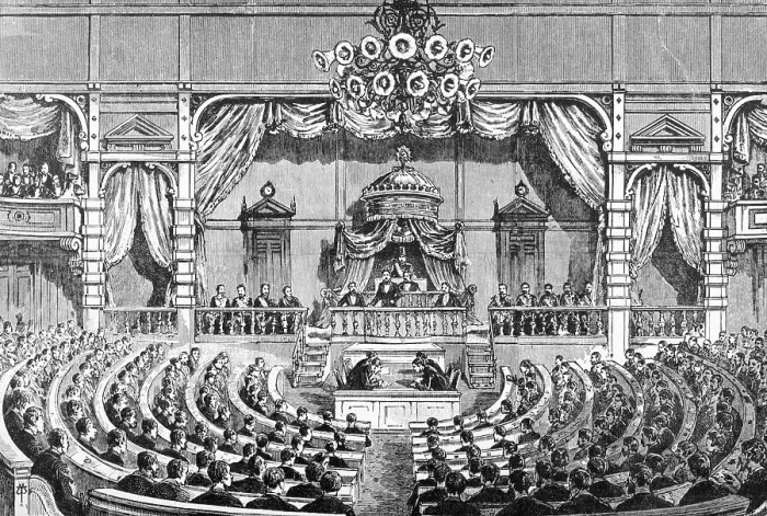 Framed Print : Engraving Of Japanese Parliament Opening Framed Print : Engraving Of Japanese Parliament Opening