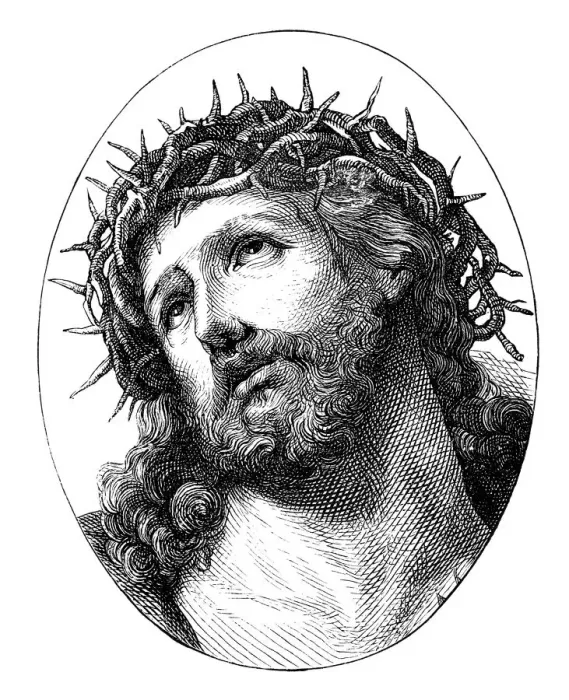 Framed Print : Engraving Jesus Christ with crown of thorns from 1870 Framed Print : Engraving Jesus Christ with crown of thorns from 1870