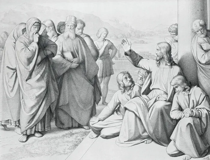 Framed Print : Engraving of Jesus with the Pharisees by Friedrich August Ludy Framed Print : Engraving of Jesus with the Pharisees by Friedrich August Ludy
