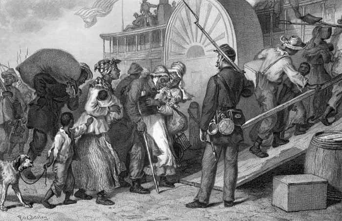 Framed Print : Engraving by J.J. Cade After Fleeing from the Land of Bondage by Felix Octavius Carr Darley Framed Print : Engraving by J.J. Cade After Fleeing from the Land of Bondage by Felix Octavius Carr Darley