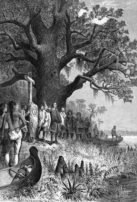 Framed Print : Engraving of La Salle Claiming The Mississippi Framed Print : Engraving of La Salle Claiming The Mississippi