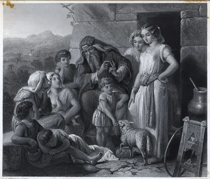 Framed Print : Engraving; Lesson Of Passover;Boy, Lamb Framed Print : Engraving; Lesson Of Passover;Boy, Lamb