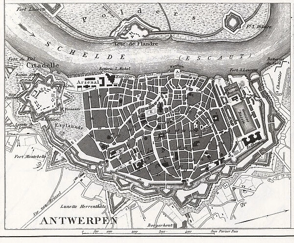 Engraving: Map of Antwerp
