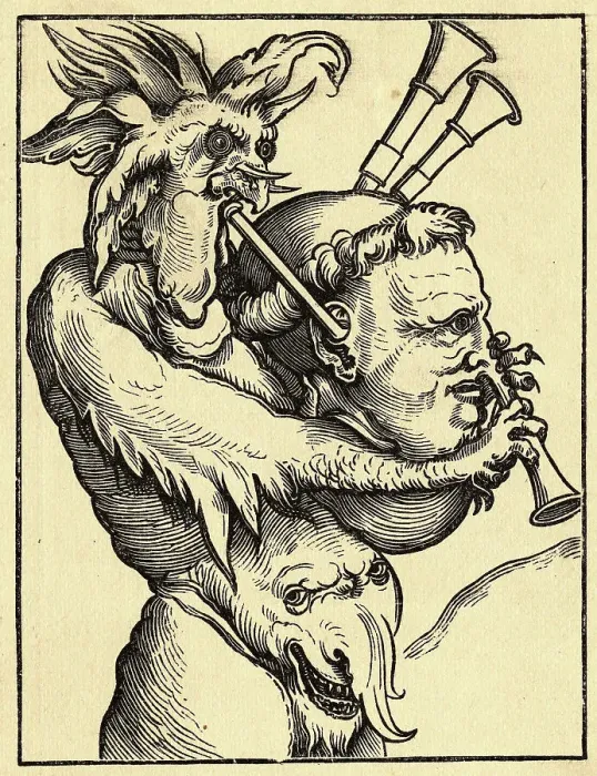 Framed Print : Engraving of Martin Luther Being Inspired by Satan Framed Print : Engraving of Martin Luther Being Inspired by Satan
