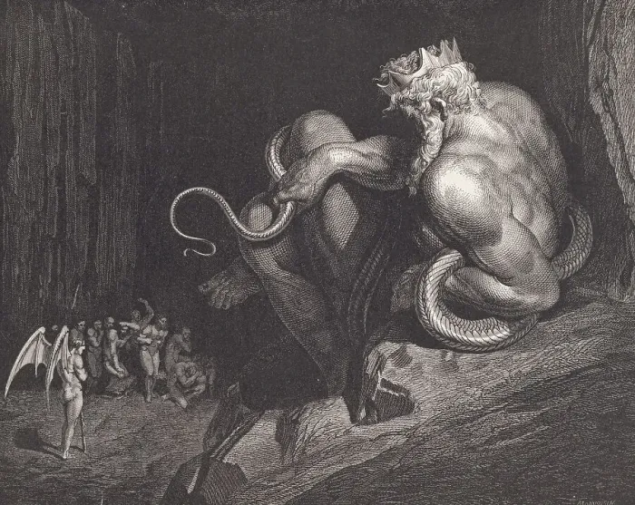 Framed Print : Engraving of Minos by Gustave Dore