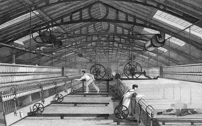 Framed Print : Engraving of Mule Spinning in the Cotton Industry Framed Print : Engraving of Mule Spinning in the Cotton Industry