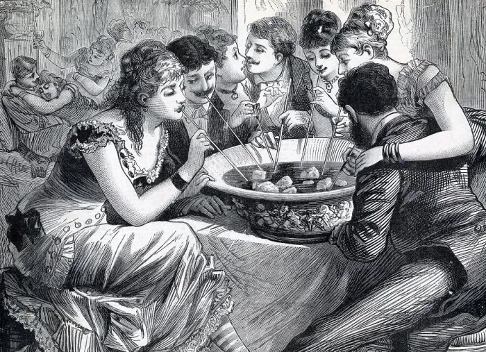 Framed Print : Engraving Of People Drinking Punch;Straw Framed Print : Engraving Of People Drinking Punch;Straw