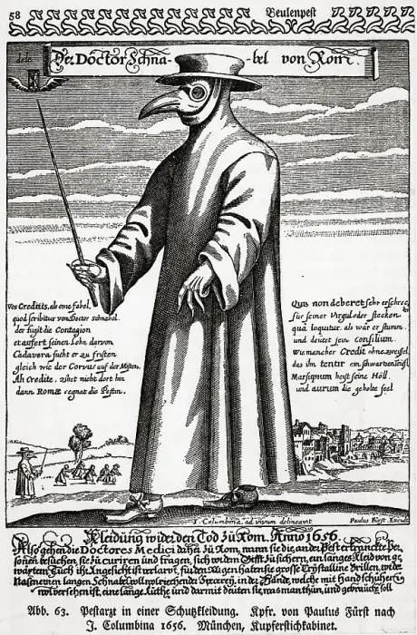 Framed Print : Engraving of a Physician Wearing Protective Clothing by Paulus Furst Framed Print : Engraving of a Physician Wearing Protective Clothing by Paulus Furst