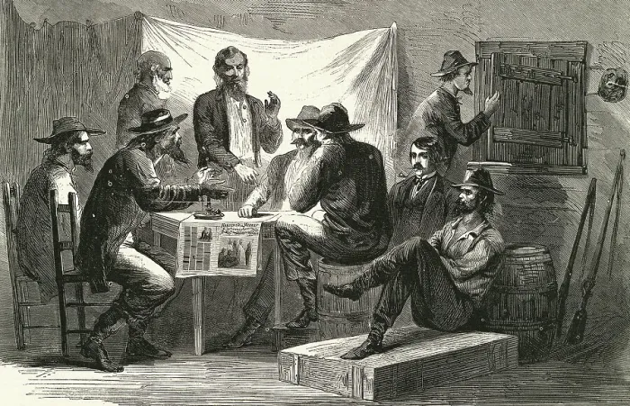 Framed Print : Engraving of Secret Meeting During Civil War Framed Print : Engraving of Secret Meeting During Civil War