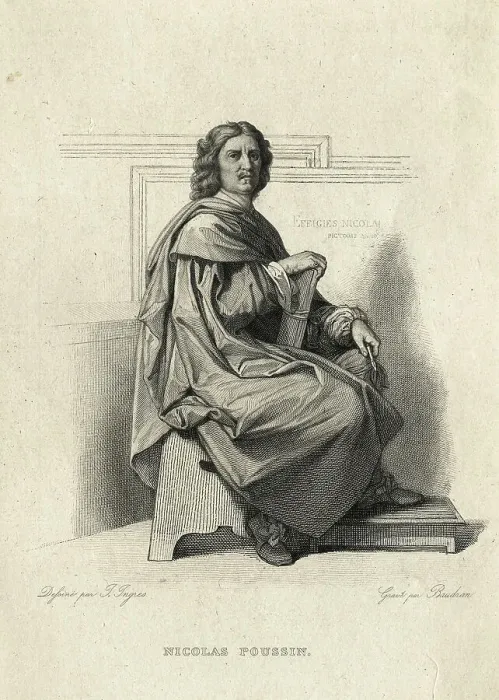 Framed Print : Engraving after Self-Portrait by Nicolas Poussin