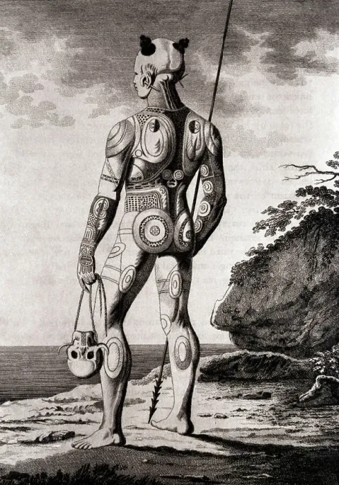 Framed Print : Engraving Showing Back View of a Warrior with Full Body Tattoo After Grigori Ivanovich Longscorff Framed Print : Engraving Showing Back View of a Warrior with Full Body Tattoo After Grigori Ivanovich Longscorff