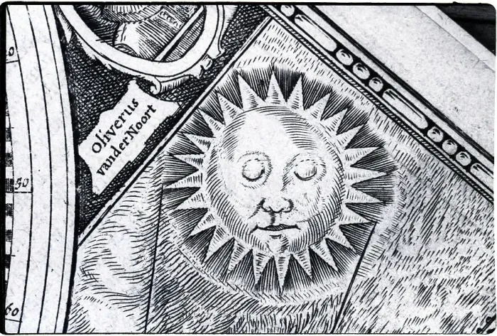 Framed Print : Engraving Of Sun W / Face; 1676