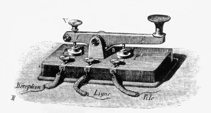 Framed Print : Engraving Of Telegraph Key Framed Print : Engraving Of Telegraph Key