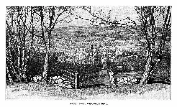 Engraving of Town of Bath Viewed from Widcombe Hill