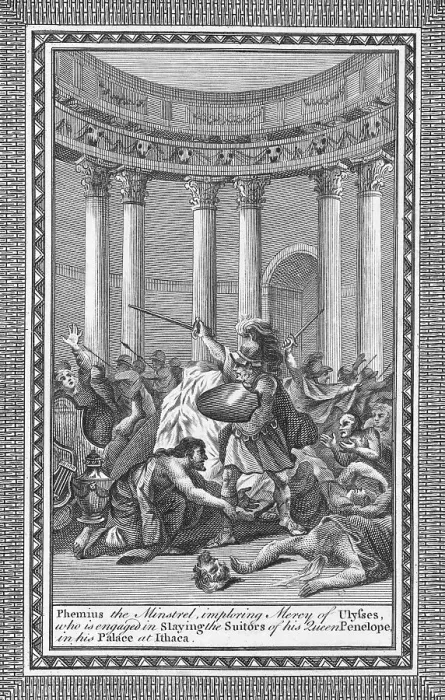 Framed Print : Engraving of Ulysses and His Men Ravaging on the Court Framed Print : Engraving of Ulysses and His Men Ravaging on the Court