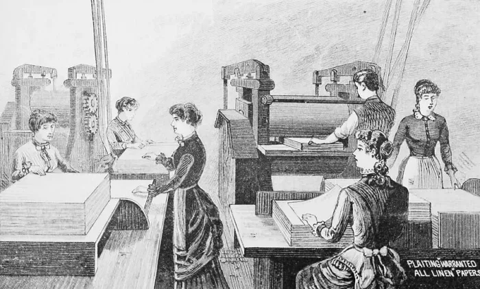 Framed Print : Engraving of Workers in a Paper Factory Framed Print : Engraving of Workers in a Paper Factory