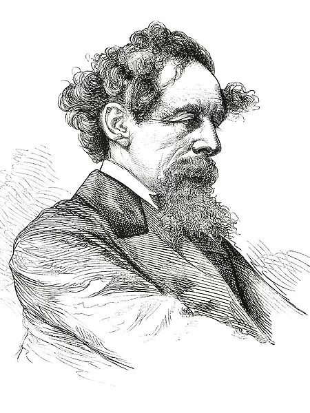 Engraving of writer Charles Dickens from 1875