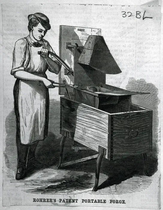 Framed Print : Engraving;Rohrer'S Patent Portable Forge