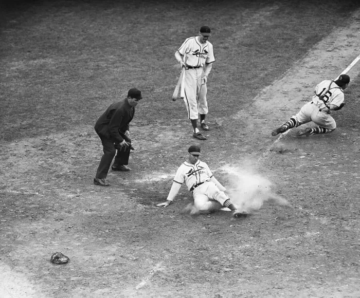 Framed Print : Enos Slaughter Sliding Into Home Plate Framed Print : Enos Slaughter Sliding Into Home Plate