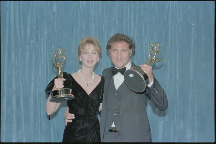 Framed Print : Entertainers Judd Hirsch and Shelley Long with Their Emmy Framed Print : Entertainers Judd Hirsch and Shelley Long with Their Emmy
