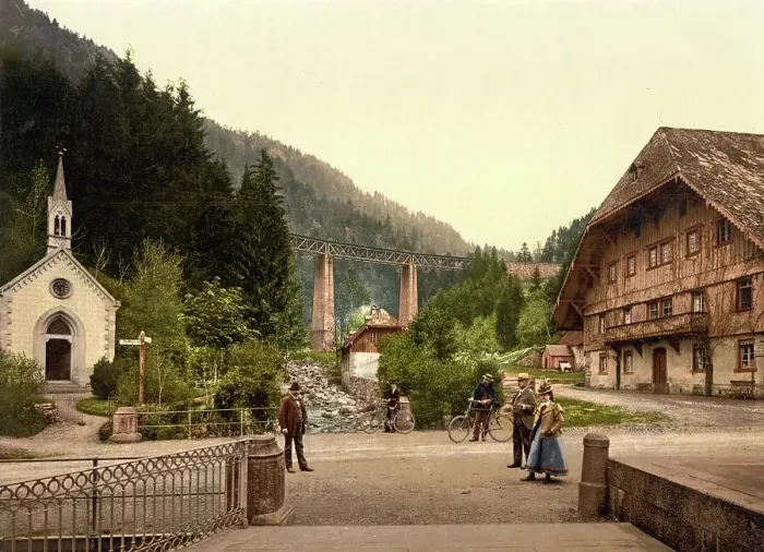 Framed Print : Entrance to the cave in the Hoellental in the Black Forest, Baden-Wuerttemberg, Germany, Historic, digitally restored reproduction of a photochrome print from the 1890s Framed Print : Entrance to the cave in the Hoellental in the Black Forest, Baden-Wuerttemberg, Germany, Historic, digitally restored reproduction of a photochrome print from the 1890s