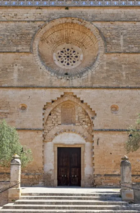 Framed Print : Entrance to the Church Esglesia Sant Pere, Petra, Majorca, Balearic Islands, Spain