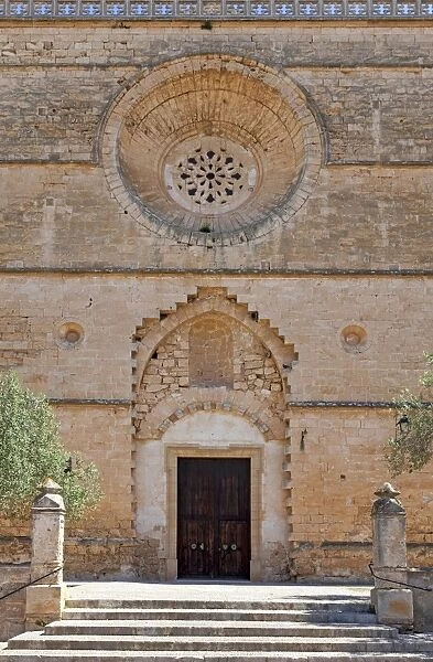 Entrance to the Church Esglesia Sant Pere, Petra, Majorca, Balearic Islands, Spain