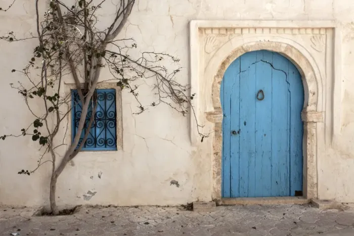 Framed Print : Entrance door, building, Djerba, Tunisia Framed Print : Entrance door, building, Djerba, Tunisia
