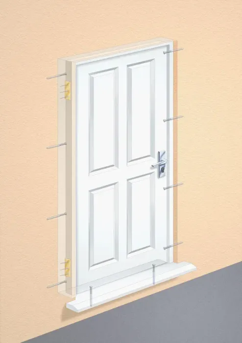 Framed Print : Entrance door fitted in door frame Framed Print : Entrance door fitted in door frame