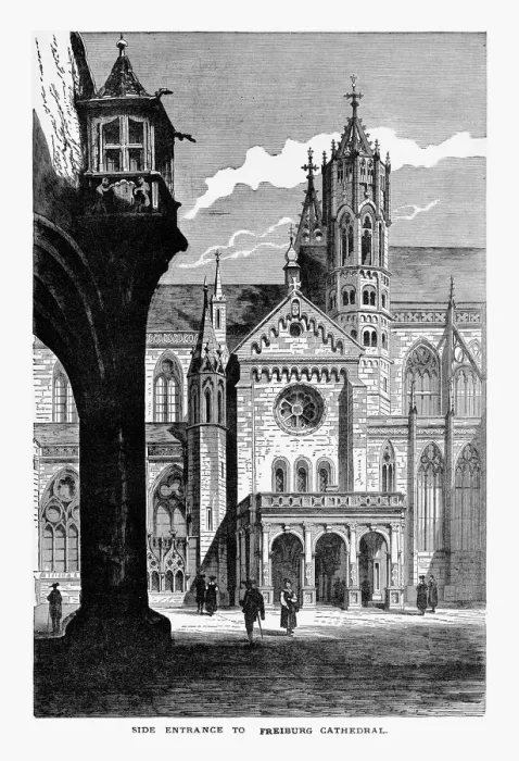 Framed Print : Side Entrance, Freiburg Minster Cathedral in Breisgau, Germany Circa 1887 Framed Print : Side Entrance, Freiburg Minster Cathedral in Breisgau, Germany Circa 1887