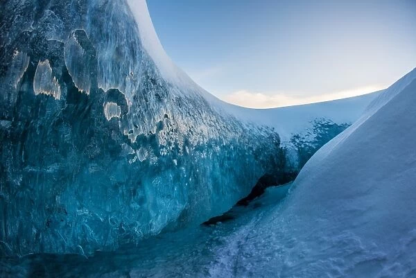 The entrance of ice cave in Iceland