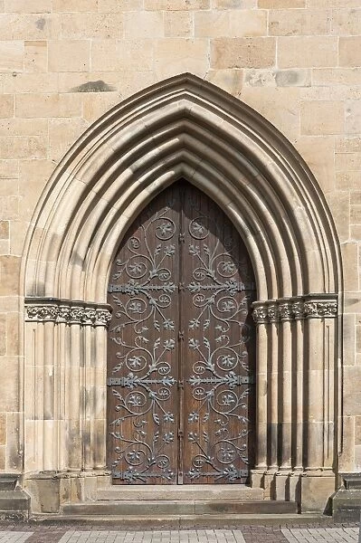 Entrance porch of the parish church of St John, 14th century, Osnabruck, North Rhine-Westphalia, Germany