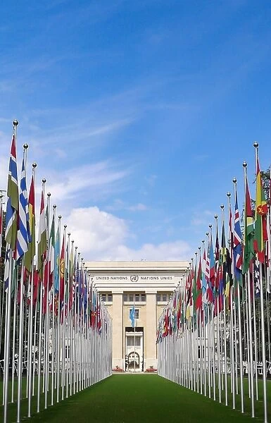 Entrance to the United Nations Building in Geneva