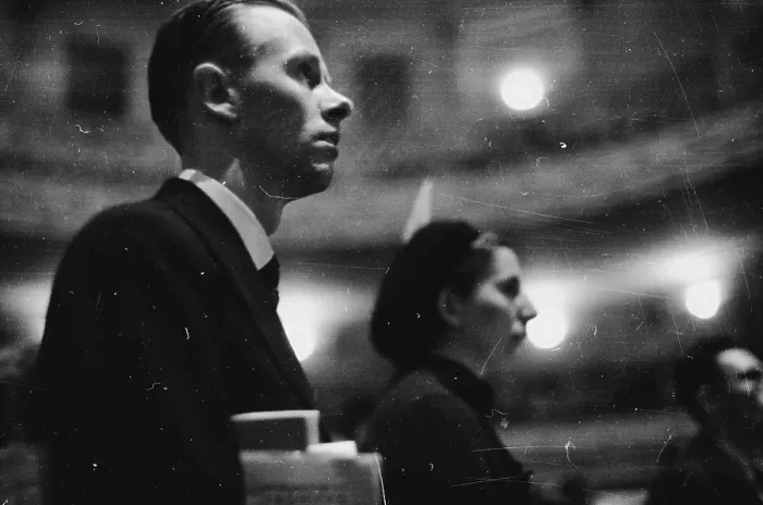 Framed Print : Entranced. 1st October 1938: A member of the audience at a rehearsal for