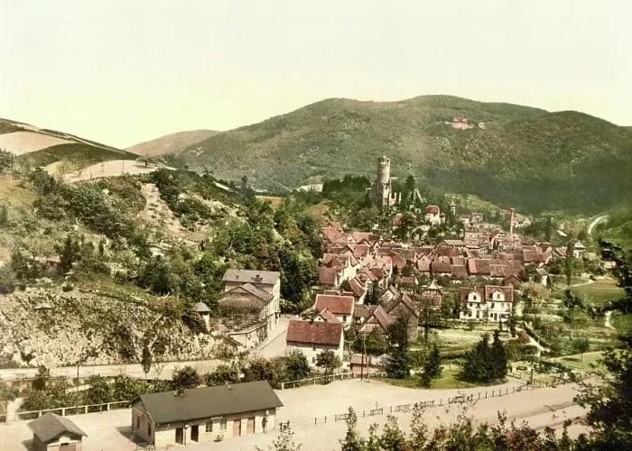 Framed Print : Eppstein in Hesse, Germany, Historic, digitally restored reproduction of a photochromic print from the 1890s Framed Print : Eppstein in Hesse, Germany, Historic, digitally restored reproduction of a photochromic print from the 1890s