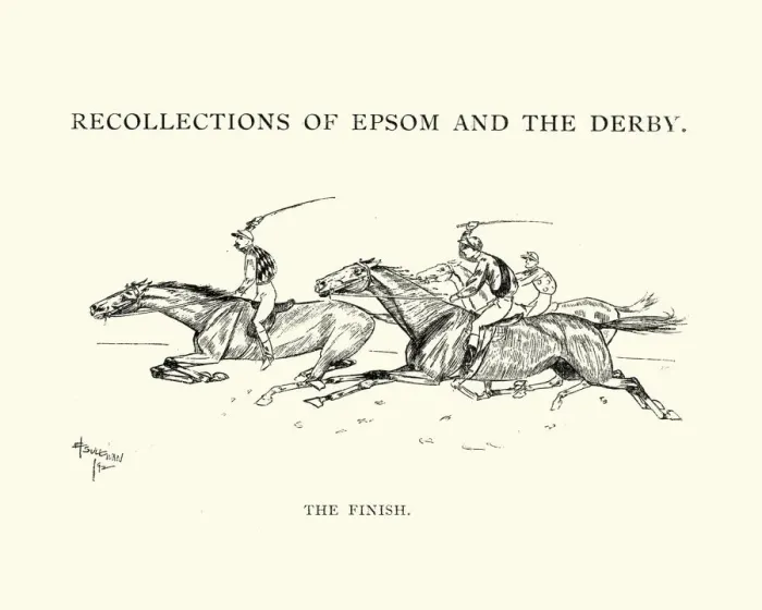 Framed Print : Epsom Derby Racehorses at the finish, 1892 Framed Print : Epsom Derby Racehorses at the finish, 1892