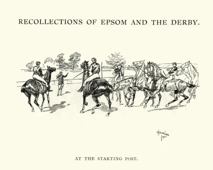 Framed Print : Epsom Derby Racehorses at the starting post Framed Print : Epsom Derby Racehorses at the starting post