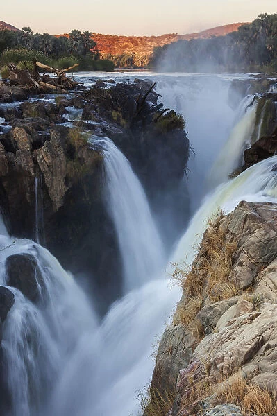 Epupa Falls, waterfall, about 40 m, formed from the Kunene River on the border with Angola, Epupa, Kaokoland, Kunene Region, Namibia