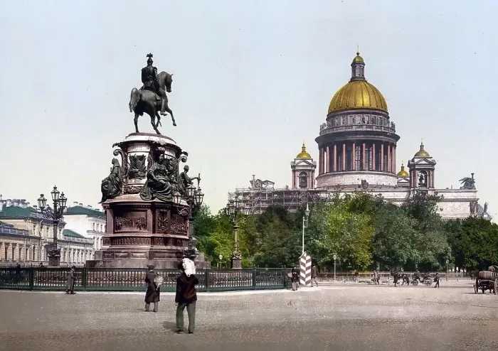 Framed Print : Equestrian Statue of Peter the Great, The Brazen Horseman, St. Isaac's Park and St. Isaac's Cathedral, St. Petersburg, Russia, c. 1890, Historic, digitally enhanced reproduction of a photochrome print of the period Framed Print : Equestrian Statue of Peter the Great, The Brazen Horseman, St. Isaac's Park and St. Isaac's Cathedral, St. Petersburg, Russia, c. 1890, Historic, digitally enhanced reproduction of a photochrome print of the period